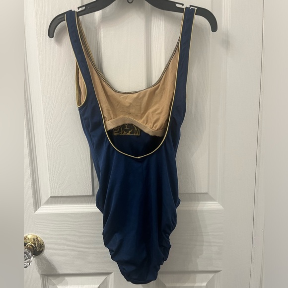 Anne Klein Vintage Navy with Gold Trimmings One Piece Bathing suit - Picture 6 of 12